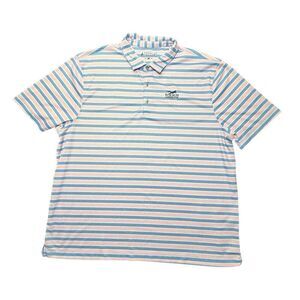 Bermuda Sands Sz 2XL Polo Shirt Fox Run Country Club Pink Blue White Striped XXL